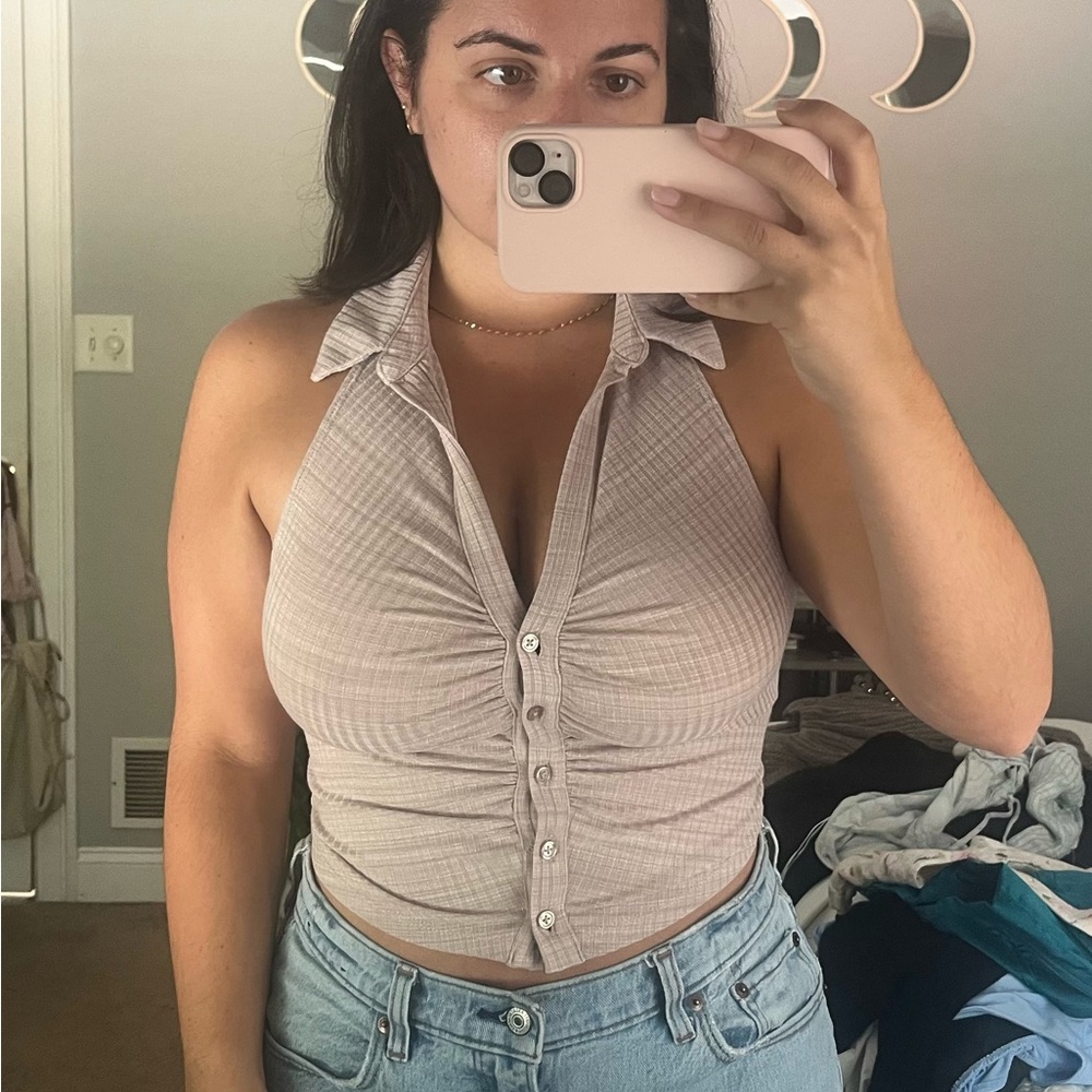 Garage- Ruched Polo Halter Top